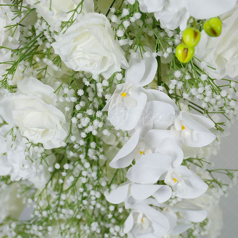 Aperturee - Aperturee Set of 2 White Rose Wedding Ceremony Moon Archway