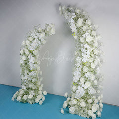 Aperturee - Aperturee Set of 2 White Rose Wedding Ceremony Moon Archway