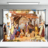 Aperturee - Aperturee Shabby Hayloft Angels Nativity Christmas Backdrop