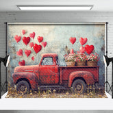 Aperturee - Aperturee Shabby Wall Red Balloons Retro Truck Floral Backdrop