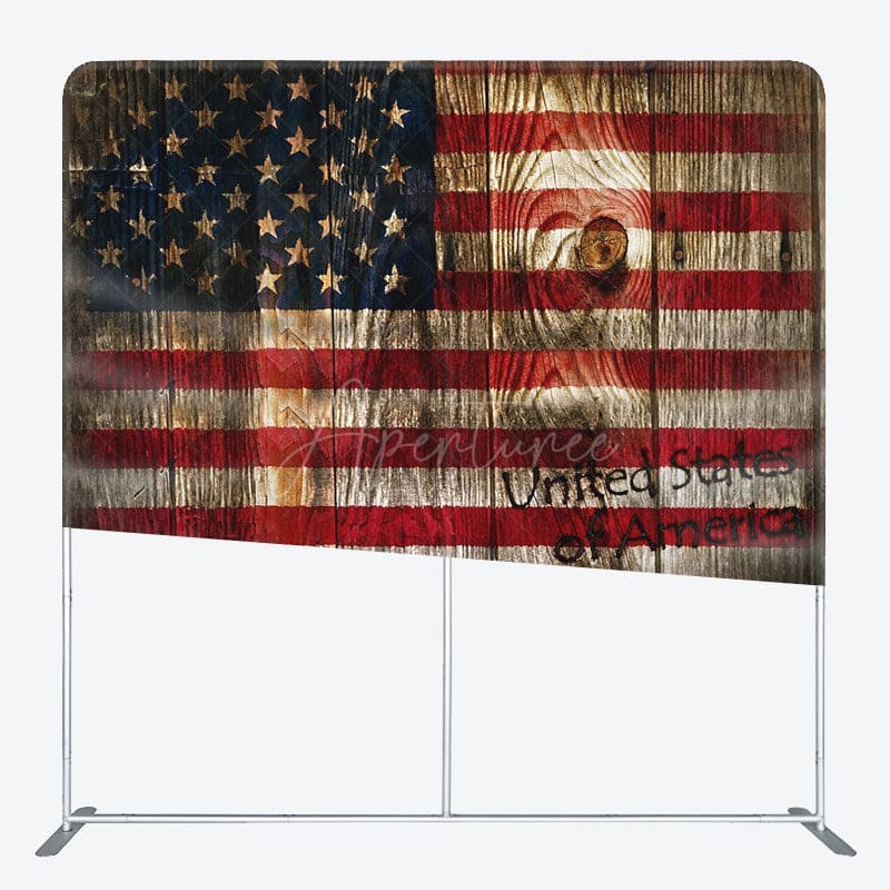 Aperturee - Aperturee Shabby Wooden Usa Flag Patriotic Pillow Case Backdrop