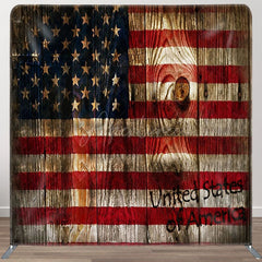 Aperturee - Aperturee Shabby Wooden Usa Flag Patriotic Pillow Case Backdrop