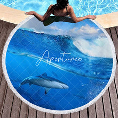 Aperturee - Aperturee Sharks In The Sea Simple Pattern Round Beach Towel