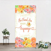 Aperturee - Aperturee She Found Her Main Squeezer Quote Rectangle Arch Backdrop Citrus Floral Bridal Shower Engagement Party