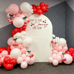 Aperturee - Aperturee She Is The Cherry On Top Bridal Shower Arch Backdrop