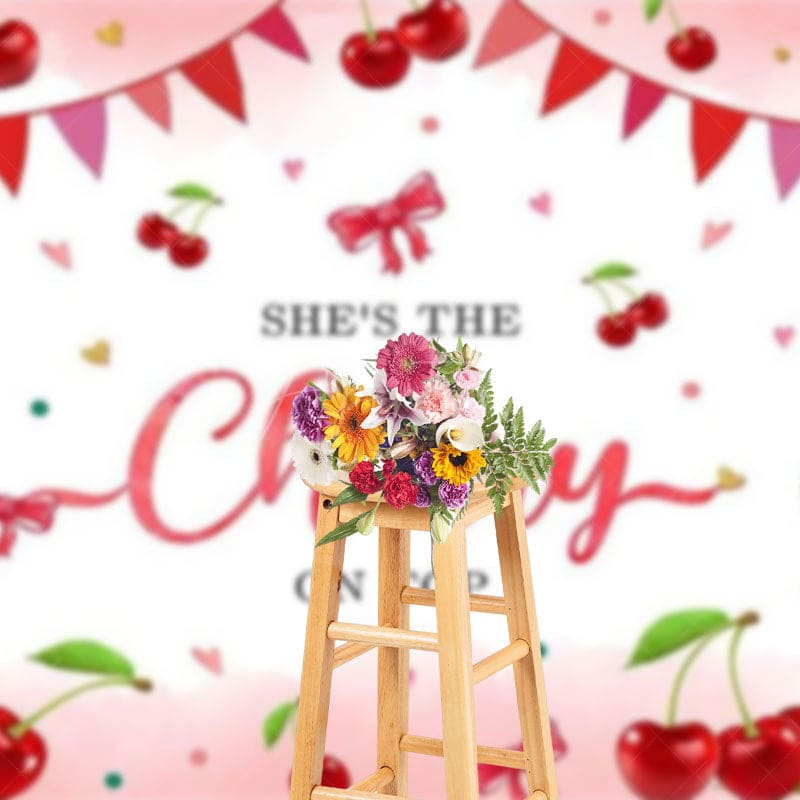 Aperturee - Aperturee She Is The Cherry On Top Fruit Bridal Shower Backdrop