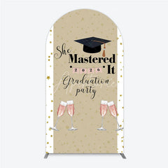Aperturee - Aperturee She Mastered It 2026 Graduation Arch Backdrop Gold Star and Champagne Party Cover
