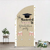 Aperturee - Aperturee She Mastered It 2026 Graduation Half Moon Arch Backdrop Gold Star and Champagne Party Cover