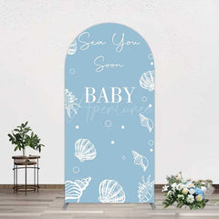 Aperturee Aperturee Shell Blue Sea You Soon Baby Shower Arch Backdrop
