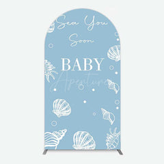 Aperturee Aperturee Shell Blue Sea You Soon Baby Shower Arch Backdrop