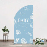 Aperturee Aperturee Shell Blue Sea You Soon Baby Shower Half Moon Arch Backdrop