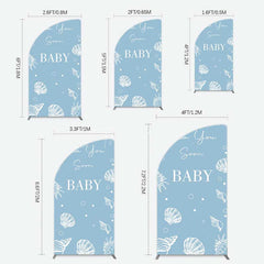 Aperturee Aperturee Shell Blue Sea You Soon Baby Shower Half Moon Arch Backdrop