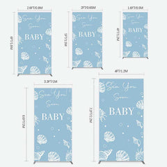 Aperturee Aperturee Shell Blue Sea You Soon Baby Shower Rectangle Backdrop