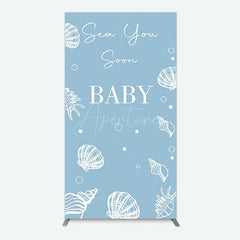 Aperturee Aperturee Shell Blue Sea You Soon Baby Shower Rectangle Backdrop