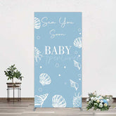 Aperturee Aperturee Shell Blue Sea You Soon Baby Shower Rectangle Backdrop