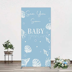 Aperturee Aperturee Shell Blue Sea You Soon Baby Shower Rectangle Backdrop