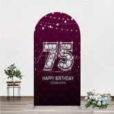 Aperturee - Aperturee Shimmering Purple Diamond 75th Happy Birthday Celebration Arch Backdrop Kit Elegant Party Decor