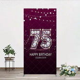 Aperturee - Aperturee Shimmering Purple Diamond 75th Happy Birthday Celebration Rectangle Backdrop Kit Elegant Party Decor