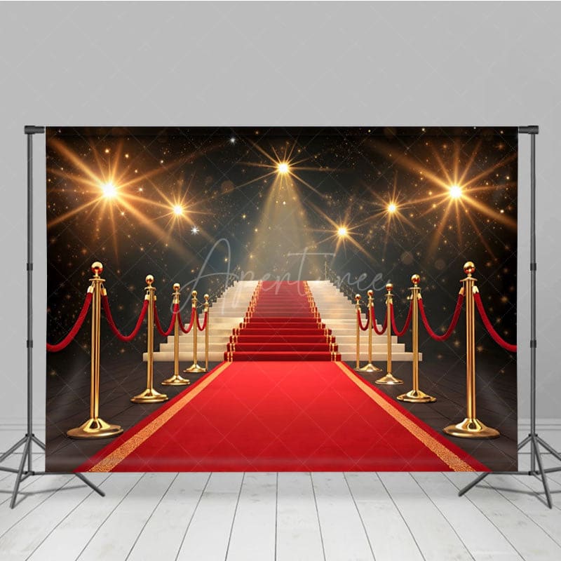 Aperturee - Aperturee Shining Red Carpet Staircase Photo Booth Backdrop