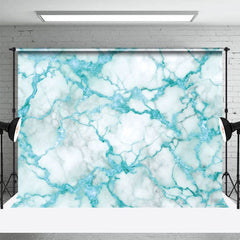 Aperturee - Aperturee Shiny Blue Cracked Grey Marble Photography Backdrop