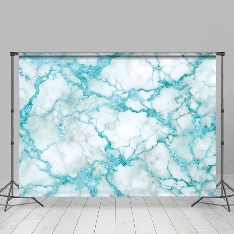 Aperturee - Aperturee Shiny Blue Cracked Grey Marble Photography Backdrop