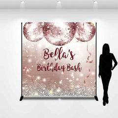 Aperturee - Aperturee Shiny Disco Ball Glitter Custom Birthday Backdrop