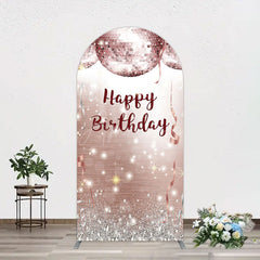 Aperturee - Aperturee Shiny Disco Balls Glitter Birthday Arch Backdrop