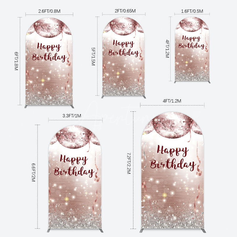 Aperturee - Aperturee Shiny Disco Balls Glitter Birthday Arch Backdrop