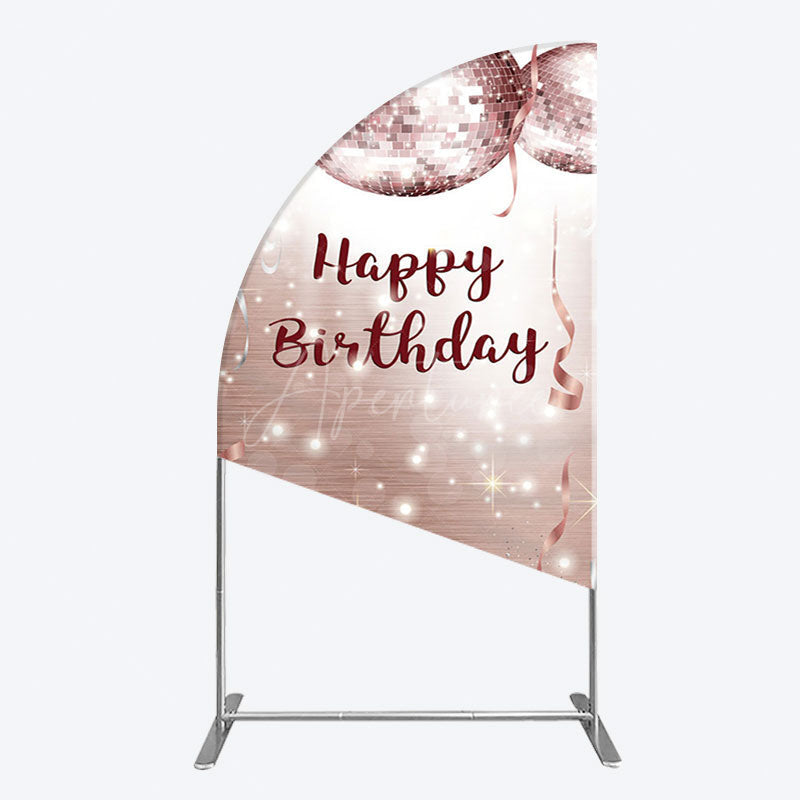 Aperturee - Aperturee Shiny Disco Balls Glitter Birthday Half Moon Arch Backdrop