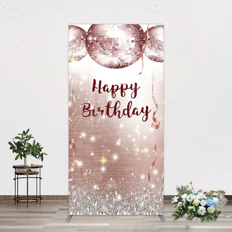 Aperturee - Aperturee Shiny Disco Balls Glitter Birthday Rectangle Backdrop