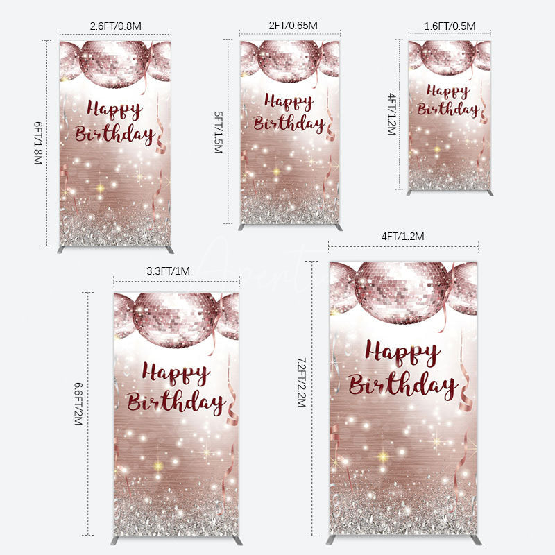 Aperturee - Aperturee Shiny Disco Balls Glitter Birthday Rectangle Backdrop