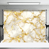 Aperturee - Aperturee Shiny Gold Cracked Grey Marble Photography Backdrop