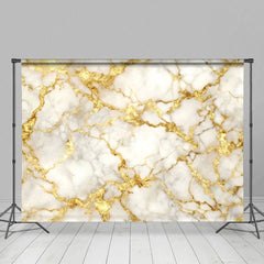 Aperturee - Aperturee Shiny Gold Cracked Grey Marble Photography Backdrop