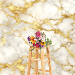 Aperturee - Aperturee Shiny Gold Cracked Grey Marble Photography Backdrop