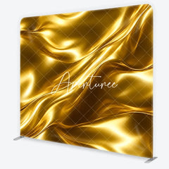 Aperturee - Aperturee Shiny Golden Liquid Wavy Abstract Square Double-Sided Backdrop Elegant Luxury Party Decor