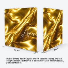 Aperturee - Aperturee Shiny Golden Liquid Wavy Abstract Square Double-Sided Backdrop Elegant Luxury Party Decor