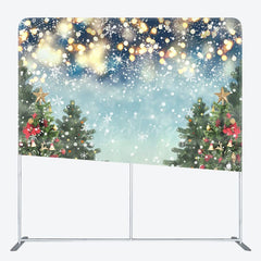 Aperturee - Aperturee Shiny Snow Christmas Tree Gift Tension Fabric Backdrop
