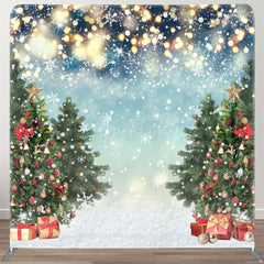 Aperturee - Aperturee Shiny Snow Christmas Tree Gift Tension Fabric Backdrop