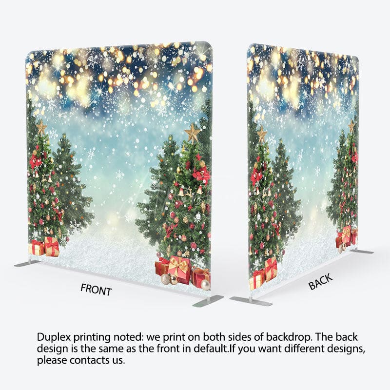Aperturee - Aperturee Shiny Snow Christmas Tree Gift Tension Fabric Backdrop