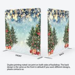 Aperturee - Aperturee Shiny Snow Christmas Tree Gift Tension Fabric Backdrop