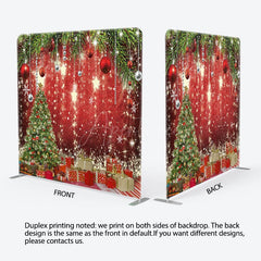 Aperturee - Aperturee Shiny Stars Christmas Tree Red Pillow Case Backdrop