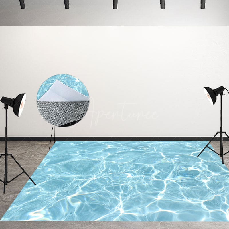 Aperturee - Aperturee Shiny Summer Swimming Pool Fabric Floor Backdrop