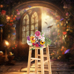 Aperturee - Aperturee Shiny Sweet Fairytale Floral Wonderland Backdrop