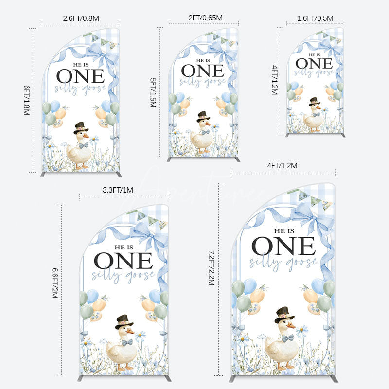 Aperturee - Aperturee Silly Goose Balloon Bow First Birthday Half Moon Arch Backdrop