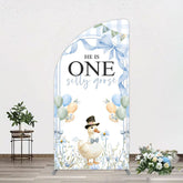 Aperturee - Aperturee Silly Goose Balloon Bow First Birthday Half Moon Arch Backdrop