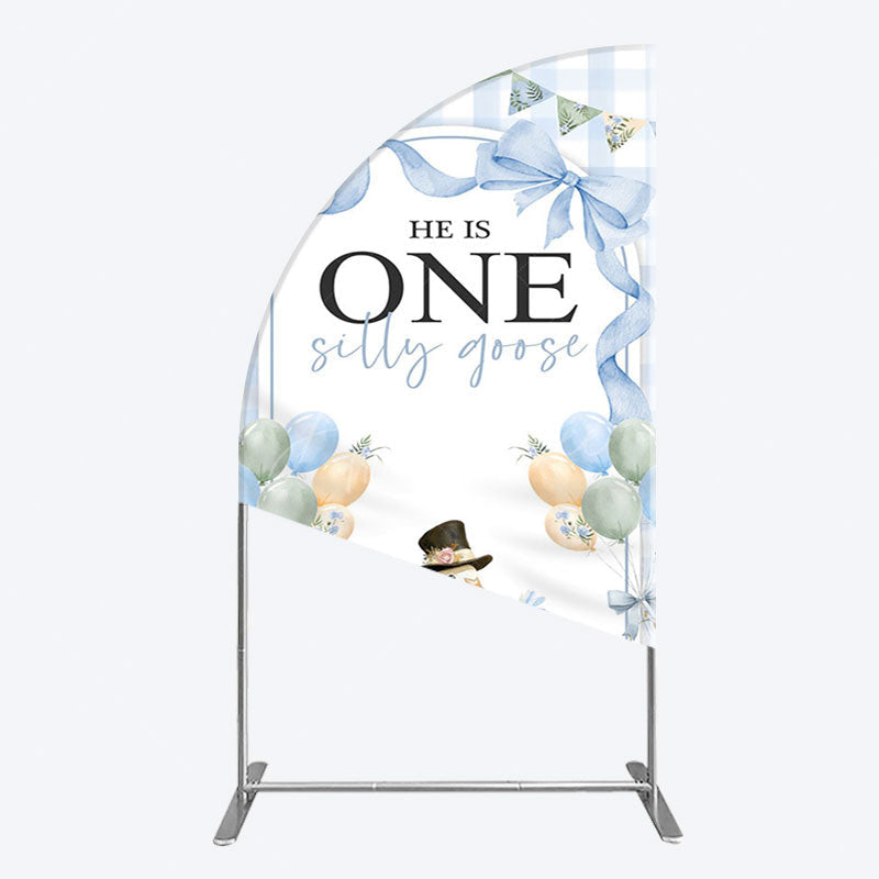 Aperturee - Aperturee Silly Goose Balloon Bow First Birthday Half Moon Arch Backdrop