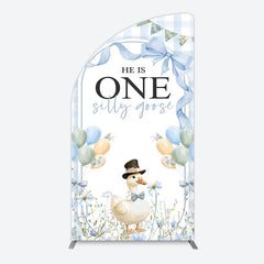 Aperturee - Aperturee Silly Goose Balloon Bow First Birthday Half Moon Arch Backdrop