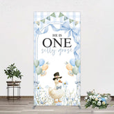 Aperturee - Aperturee Silly Goose Balloon Bow First Birthday Rectangle Backdrop