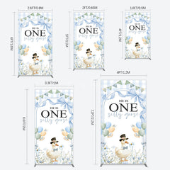 Aperturee - Aperturee Silly Goose Balloon Bow First Birthday Rectangle Backdrop