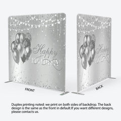 Aperturee - Aperturee Silver Balloon Lights Fabric Backdrop Cover for Birthday